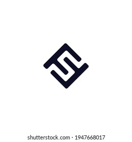 Modern Trendy Minimal Monogram FS and SF F or S Square Shaped Business Brands Initial Based letter Icon Logo