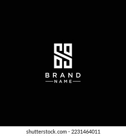 Modern trendy minimal monogram HS SH H S square shaped business brands black and golden color initial based letter icon logo.
