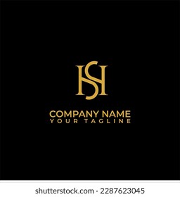 Modern trendy minimal monogram HS SH H S golden color initial based letter icon logo.