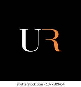 Modern trendy minimal monogram RU UR R U square shaped business brands black and white color initial based letter icon logo.