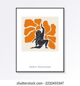 Modern trendy minimalistic Matisse style. Abstract body art design for print, cover, wallpaper, minimal wall art. Artistic drawing of a silhouette in a mystical and abstract form.