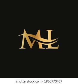 Modern trendy ML letter logo Design. ML letter type logo design vector template