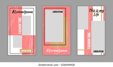 Modern trendy photo stories social network template,web online banner concepts Set.Fashion life style pink abstract geometric flyer poster concept,internet page,brochure templates
