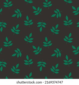 Modern trendy print with leaves and sprouts for fabric, paper, package, and ony surfaceVector botanical background. Colorful floral seamless pattern.