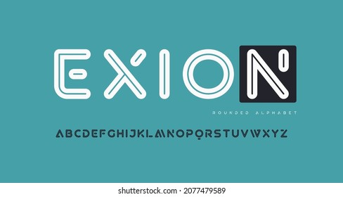 Modern Trendy Rounded Sans Serif Vector Alphabet, Uppercase Letter Set.