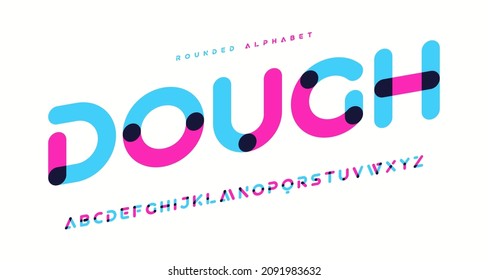 Modern trendy rounded sans serif vector alphabet, uppercase letter set.