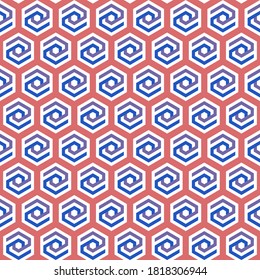Modern trendy seamless vector geometric pattern of multicolor hexagons suitable for screen printing and textile. Trendy multicolor geometric hexagonal background