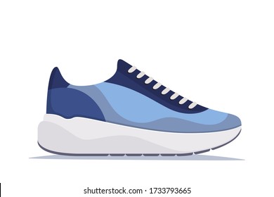 Modern trendy sneakers, side view. Fashion sneakers. Comfortable sports shoes. Vector illustration in flat style.