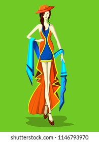 Modern trendy stylish fashionable woman fashion model. Vector illustration