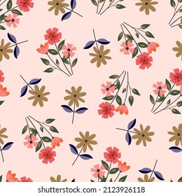 Modern trendy vector floral seamless pattern design of beautiful abstract wild flowers. Elegant ditsy floral repeating texture background for textile, wallpaper and screen printing