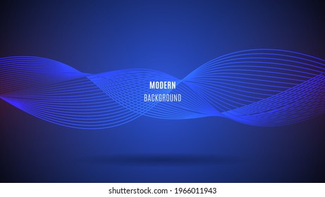 Modern Trendy Wave Element In Dark Blue Background. Can Be Used For Banner, Cover, Presentation, Motion, Wallpaper Or Landing Page,