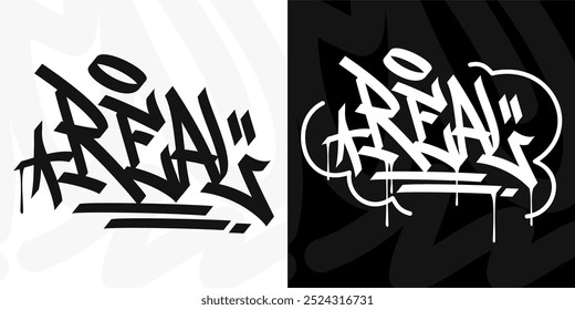 Modern Trendy Word Real Abstract Hip Hop Hand Written Graffiti Urban Style Vector Illustration