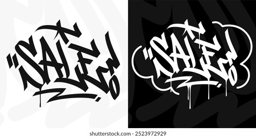 Modern Trendy Word Sale Abstract Hip Hop Hand Written Graffiti Urban Style Vector Illustration