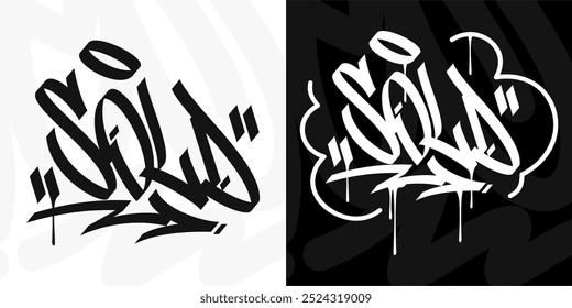 Modern Trendy Word Sold Abstract Hip Hop Hand Written Graffiti Urban Style Vector Illustration