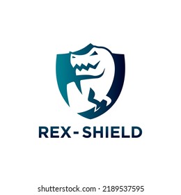 Modern t-rex shield logo illustration design