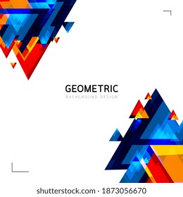 Diseño abstracto poligonal triangular moderno 3d. formas rojas, azules y naranjas con diseño geométrico futuro. Geometría vectorial, decoración futurista. diseño de vector e ilustración.