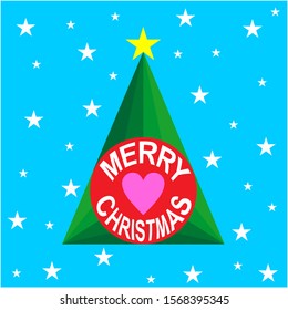 MODERN TRIANGLE CHRISTMAS TREE DESIGN FOR MERRY CHRISTMAS CARD