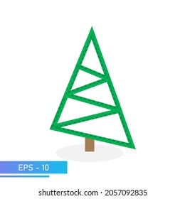 Modern triangle christmas tree in green color. Pixel green. Modern illustration. Flat vector illustration.