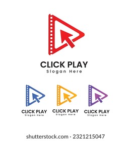 Modern triangle click play logo design vector template 