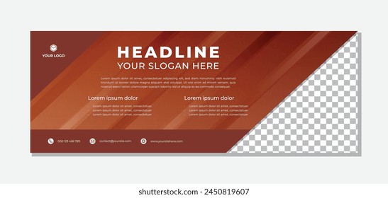 Modern triangle design banner template for brown background photo place