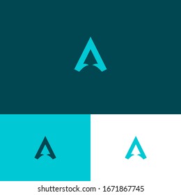 Modern triangle fintech logo design concept. Crypto logomark illustration. Can representing adventure, rocket, sky, node, cyber, tech, data, blockchain, program, ai, system.
