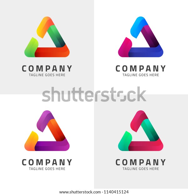 Modern Triangle Icon Logo Template Design Stock Vector (Royalty Free ...