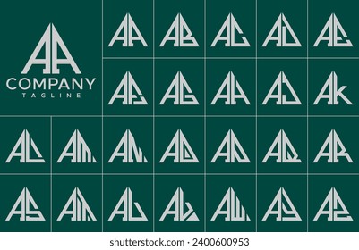 Modern triangle letter A AA logo design bundle