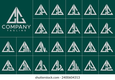 Modern triangle letter C CC logo design bundle