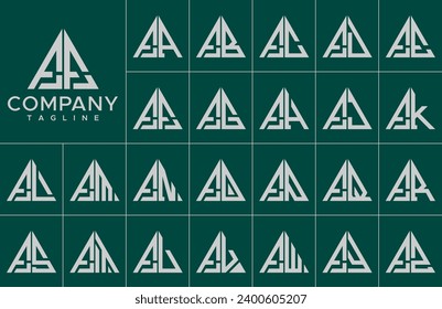 Modern triangle letter F FF logo design bundle