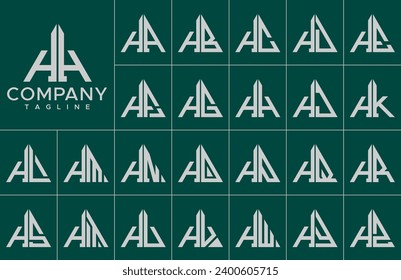 Modern triangle letter H HH logo design bundle