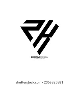 Modern triangle letter p k v with diamond shape unique monogram abstract logo design