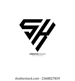 Moderner Dreieck-Buchstaben s k v mit einzigartiger, abstrakter monogrammatischer Logo-Design