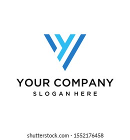 Modern triangle letter VY or YV logo design vector