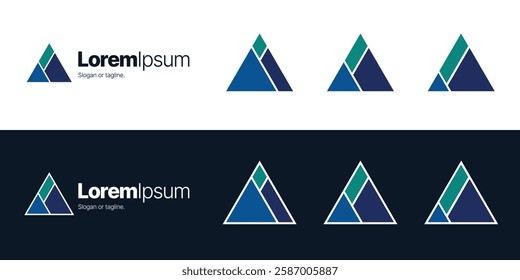 Modern Triangle Logo Icon Set of Three