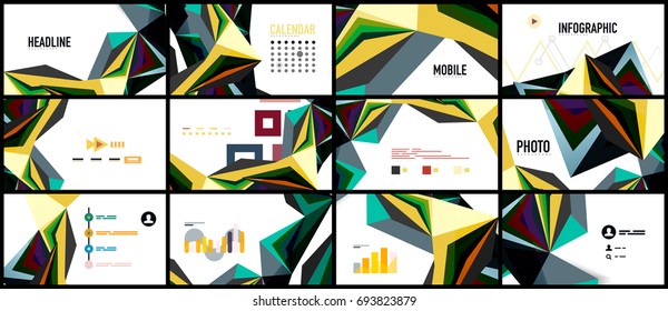Plantilla de presentación triangular moderna. Fondo de diseño de negocio, concepto de folleto o volante o banner web geométrico