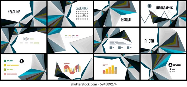 Plantilla de presentación triangular moderna. Fondo de diseño de negocio, concepto de folleto o volante o banner web geométrico