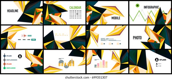 Plantilla de presentación triangular moderna. Fondo de diseño de negocio, concepto de folleto o volante o banner web geométrico
