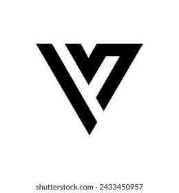 Modern triangle shape letter Vm or Mv flat creative monogram logo