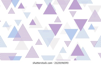 Modern triangle shapes seamless pattern vector design. Wallpaper print. Colorful triangles motion background. Mix triangular shapes repeating pattern.