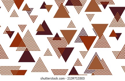 Modern triangle shapes seamless pattern vector design. Fashion fabric patchwork design. Colorful triangles motion background. Mix triangular shapes seamless pattern.