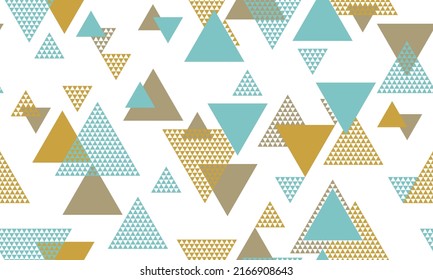 Modern triangle shapes seamless pattern vector design. Fashion fabric patchwork design. Colorful triangles motion background. Triangular shapes scandinavian seamless pattern.