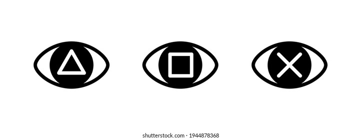 Modern triangle, square and crossed eye icon. Creative eye icon in modern line style for your web mobile app logo design. Pictogram isolated on a white background. Editable linear set.