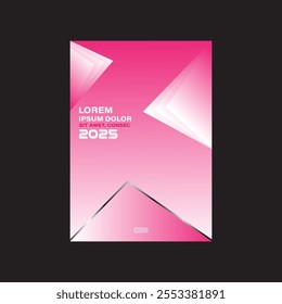 Plantilla moderna de la cubierta del libro del tema del triángulo en color blanco y rosado. Plantilla de la cubierta del libro del tamaño A4 para el informe anual, revista, folleto, propuesta, Cartera, folleto, cartel