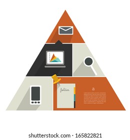 Modern triangle website template. Colorful minimalistic option banner. Vector illustration. Box diagram.