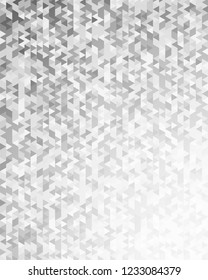 Modern triangles gray gradient background. Geometric mosaic style with random color saturation with imposition transparency for place message. Vector illustration EPS 10 for presentation template