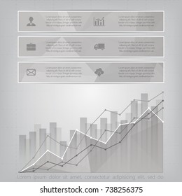 Modern triangular style Business Infographics with abstract financial chart showing various visualization graphs