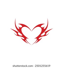 Modern tribal tattoo with a heart symbol and simplistic red