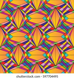 Modern tribe geometric seamless pattern. Stylish abstract colorful striped  background. Luxury ornate wallpaper. Vector trendy orange texture for fabric, textile. Geometrical creative ornament.