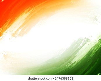 Modern Tricolor Indian flag theme watercolor brush stroke design background vector