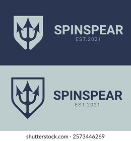 Modern trident logo design featuring a shield shape and bold typography. Perfect for businesses, startups, or organizations in industries such as security, maritime, or sports. Clean and professional 